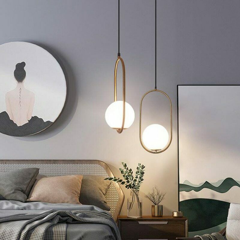 oval white glass golden color modern light