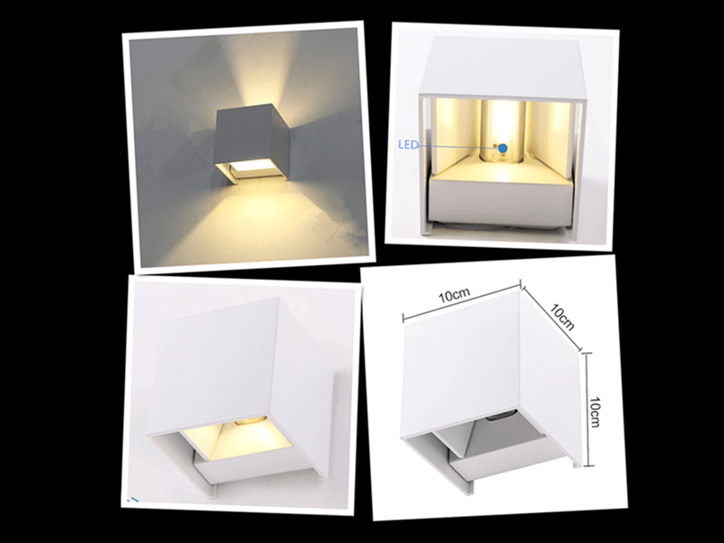 Modern Waterproof Square Adjustable Up & Down LED Wall Light White